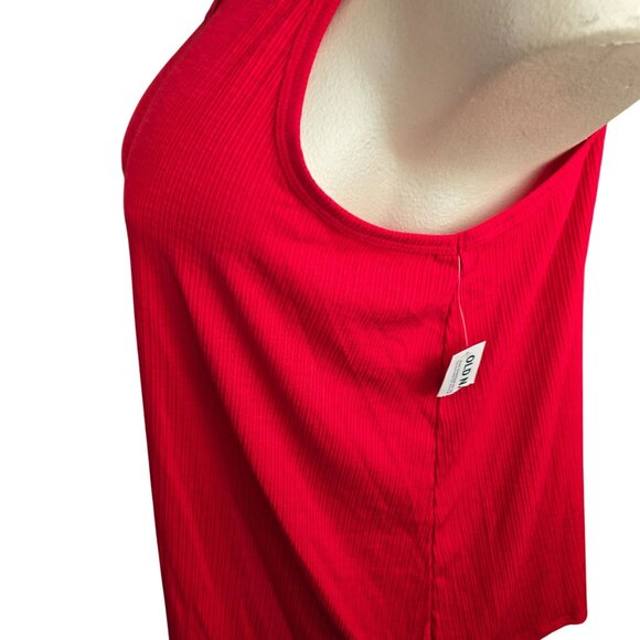 Old Navy Womens Red Pink Ribbed Tank Top Luxe Size XXL NWT JJ4058 - Picture 2 of 8